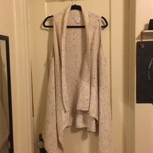 Cream Waffle Sleeveless Cardigan